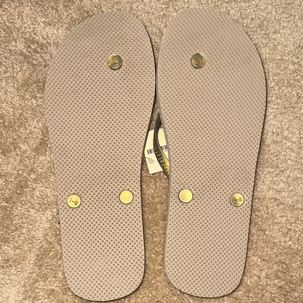 J. Crew Gold Flip Flops - Picture 2 of 4